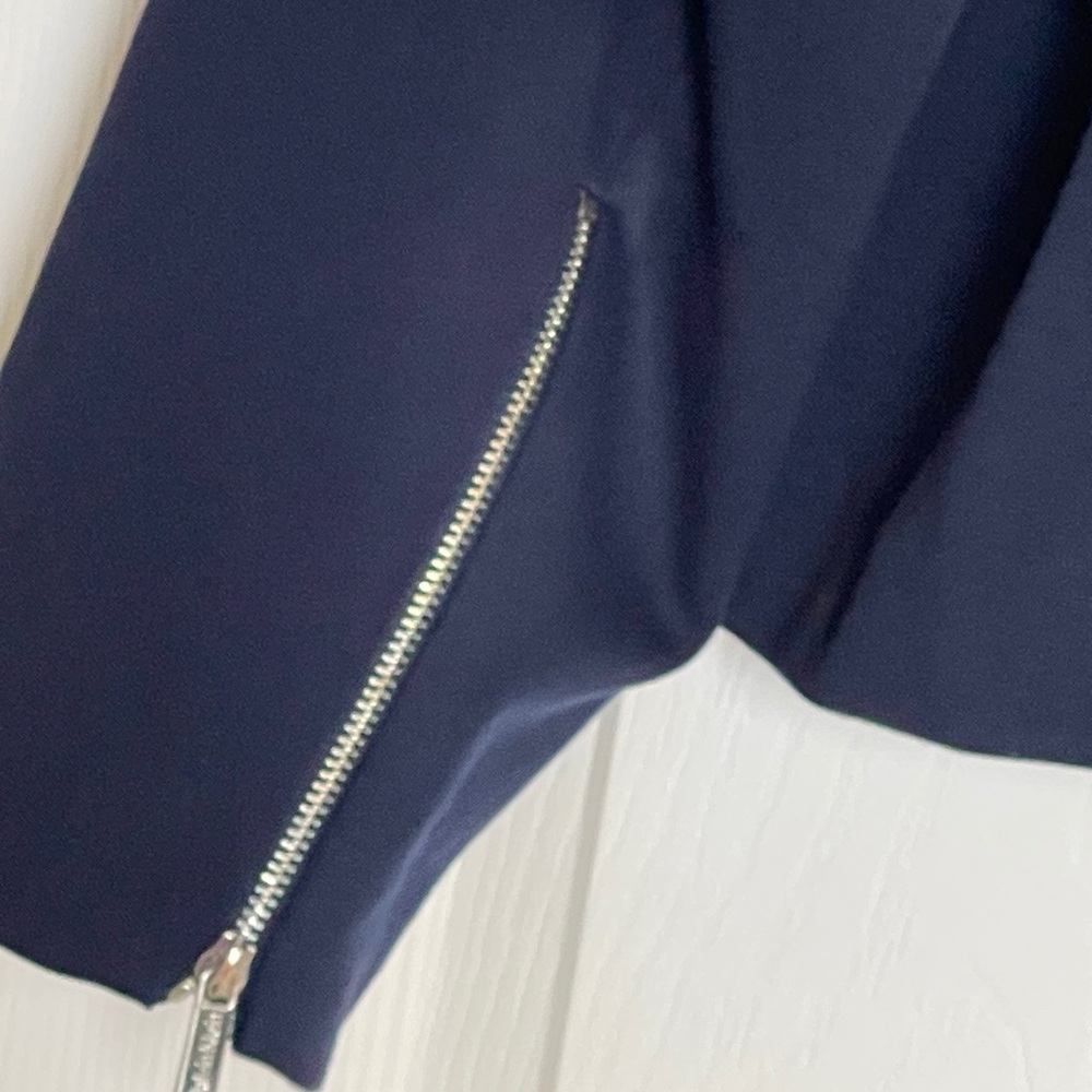 Calvin Klein Navy Blue Zip-Front Jacket w/ Silver Hardware | Size 18W - Picture 7 of 12